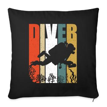 Scuba Diving Vintage Retro Diver - Sofakissenbezug 45 x 45 cm - Schwarz - Vorne