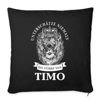 Timo Geschenk Name Löwe - Sofakissenbezug 45 x 45 cm - Schwarz - Vorne
