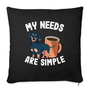Dackel & Kaffee Teckel Besitzer Dachshund - Sofakissenbezug 45 x 45 cm - Schwarz - Vorne