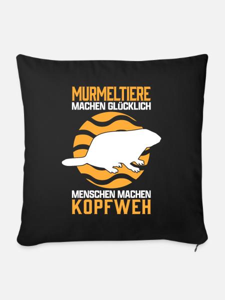 Murmeltier Kopfweh Erdhörnchen Nagetier Spruch - Sofakissenbezug 45 x 45 cm - Schwarz