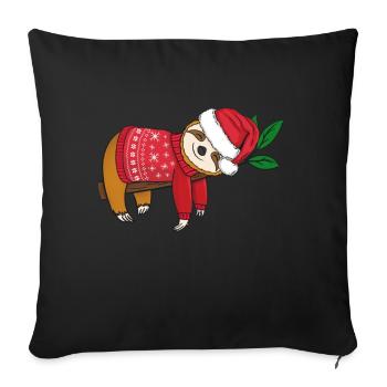 Sloth with Christmasweater Merry Christmas - Sofa pillowcase 17,3'' x 17,3'' (45 x 45 cm) - black - Front