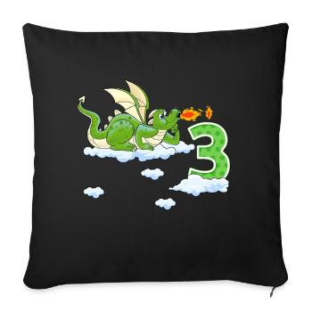 Dragon Je suis garçon de 3 ans 3 ans - Housse de coussin décorative 45 x 45 cm - noir - Devant