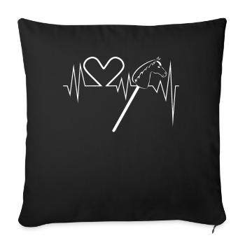 Cheval de bataille Coeur Hobby Horse - Housse de coussin décorative 45 x 45 cm - noir - Devant