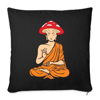 Mushroom Buddha Zen Yoga Méditation Fungi - Housse de coussin décorative 45 x 45 cm - noir - Devant
