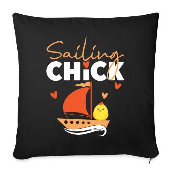 Sailing Chick Girl Sailboat - Housse de coussin décorative 45 x 45 cm - noir - Devant
