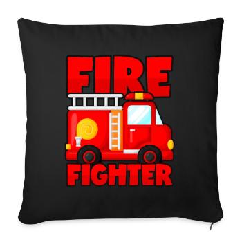 Camion pompier pompier pompier pompier - Housse de coussin décorative 45 x 45 cm - noir - Devant
