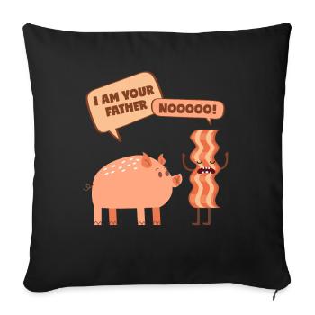 Cochon au bacon: Je suis ton père! - Housse de coussin décorative 45 x 45 cm - noir - Devant