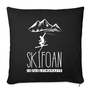 Skifahren Dialekt Alpen Wintersport Ski - Sofakissenbezug 45 x 45 cm - Schwarz - Vorne