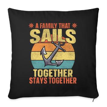 Sailing Anchor Retro Family Sails - Housse de coussin décorative 45 x 45 cm - noir - Devant