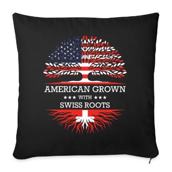 American Grown with Swiss Roots USA Flag - Sofa pillowcase 17,3'' x 17,3'' (45 x 45 cm) - black - Front