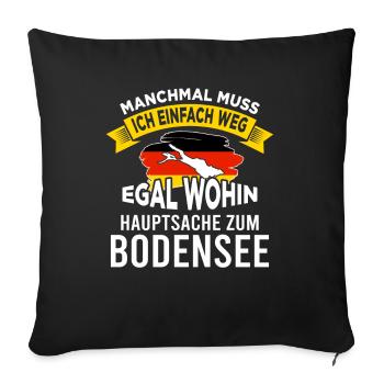 Bodensee Boot Segeln Camping See - Sofakissenbezug 45 x 45 cm - Schwarz - Vorne