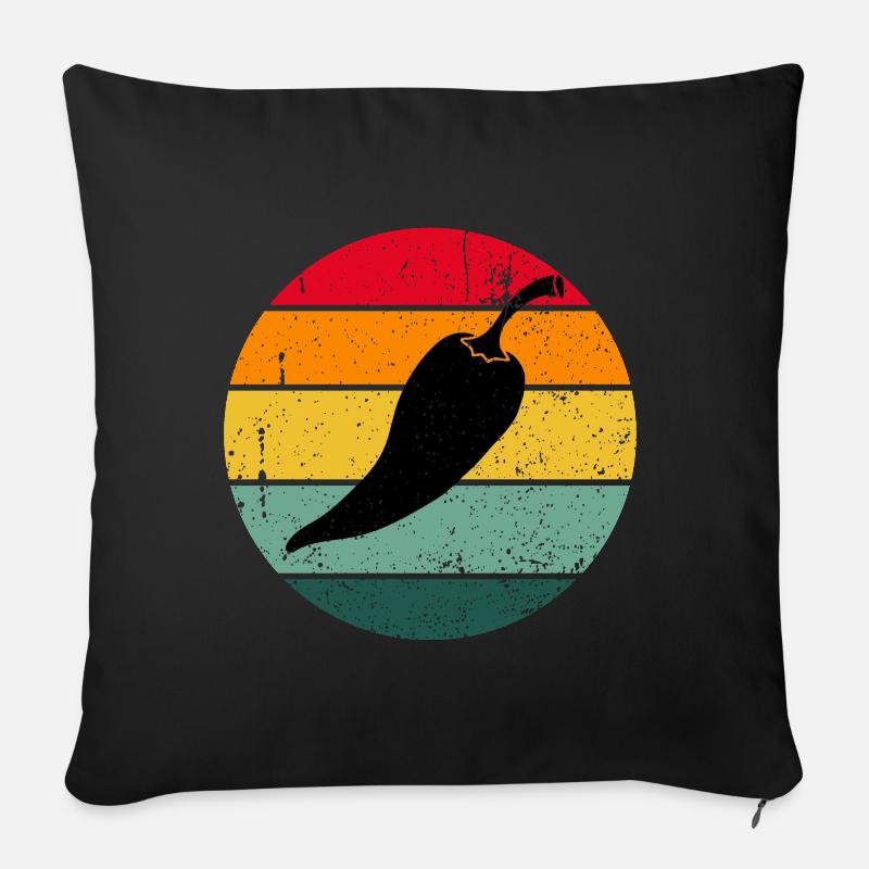 Vintage Retro Chilli Scharf Geschenk Chili - Sofakissenbezug 45 x 45 cm - Schwarz