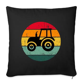 Vintage rétro tracteur bauer cadeau de ferme - Housse de coussin décorative 45 x 45 cm - noir - Devant