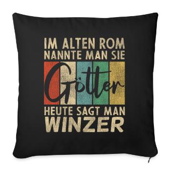 Lustige Winzer Sprüche - Sofakissenbezug 45 x 45 cm - Schwarz - Vorne