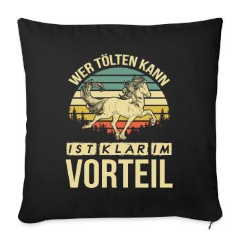 Islandpferd Reiterin Tölt Pferd tölten - Sofakissenbezug 45 x 45 cm - Schwarz - Vorne