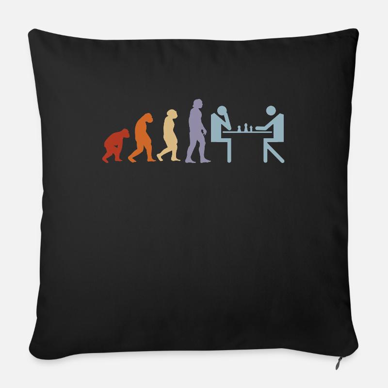 Échiquier Jeu d’échecs Pièces d’échecs Jeu d’échecs Jeu d’échecs - Housse de coussin décorative 45 x 45 cm - noir