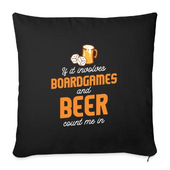 Jeux de société et bière Nerd Geek soirée jeux - Housse de coussin décorative 45 x 45 cm - noir - Devant