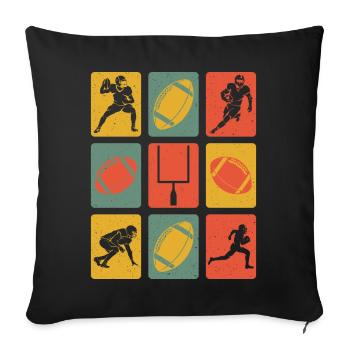Retro American Football - Sofa pillowcase 17,3'' x 17,3'' (45 x 45 cm) - black - Front