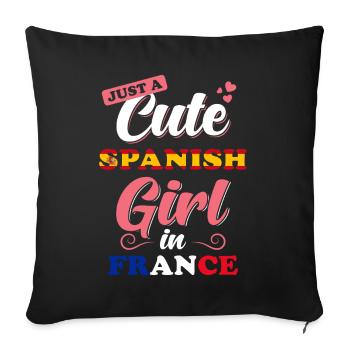 Spain France Saying - Sofa pillowcase 17,3'' x 17,3'' (45 x 45 cm) - black - Front