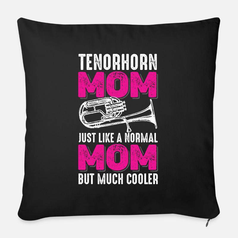 Corne de ténor Mère Instrument à vent musicienne - Housse de coussin décorative 45 x 45 cm - noir