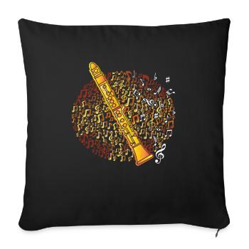 Clarinet Instrument Musical Note Music Circular - Sofakissenbezug 45 x 45 cm - Schwarz - Vorne