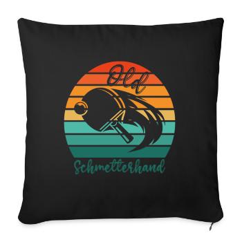 Tischtennis Retro Spieler Old Schmetterhand - Sofakissenbezug 45 x 45 cm - Schwarz - Vorne