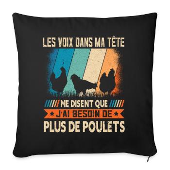 Papys Poules Humour Mamans Poules - Housse de coussin décorative 45 x 45 cm - noir - Devant