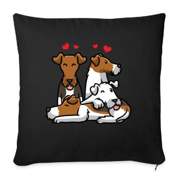 Foxterrier Drahthaar - Sofakissenbezug 45 x 45 cm - Schwarz - Vorne