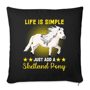 Shetland Pony Riding Shetland Pony Shetty - Sofa pillowcase 17,3'' x 17,3'' (45 x 45 cm) - black - Front