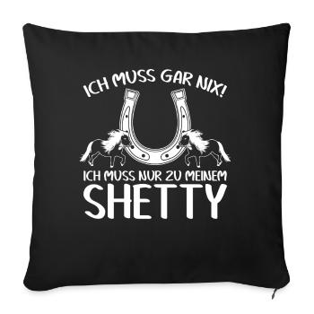 Shetty Pferd Shetland Ponys Shetlandpony - Sofakissenbezug 45 x 45 cm - Schwarz - Vorne