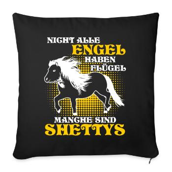 Shetty Shetland Ponys Pferd Shetlandpony - Sofakissenbezug 45 x 45 cm - Schwarz - Vorne