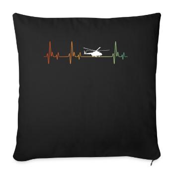 Retro Helicopter Heartbeat - Sofakissenbezug 45 x 45 cm - Schwarz - Vorne