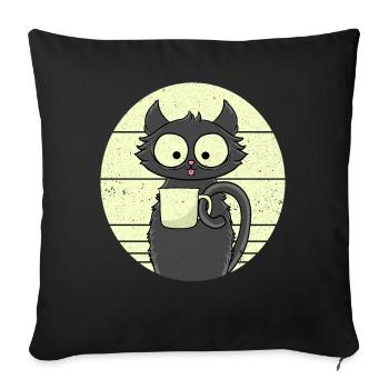 Coffee Cat - Sofa pillowcase 17,3'' x 17,3'' (45 x 45 cm) - black - Front