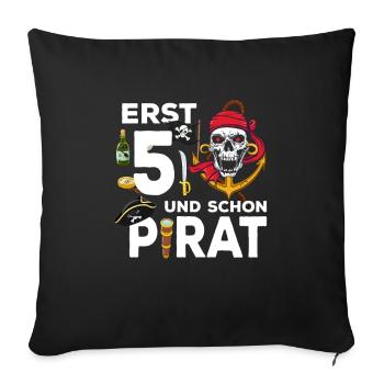 5 jähriger Pirat 5. Geburtstag Achtung Ich Bin 5 - Sofakissenbezug 45 x 45 cm - Schwarz - Vorne