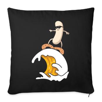 Saucisse blanche Vague de bière surf surf bière - Housse de coussin décorative 45 x 45 cm - noir - Devant