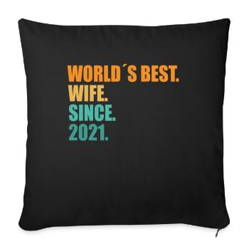 Meilleure épouse depuis 2021 1er anniversaire de mariage - Housse de coussin décorative 45 x 45 cm - noir - Devant