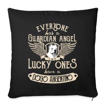 Dogo Argentino avec ange gardien sort - Housse de coussin décorative 45 x 45 cm - noir - Devant