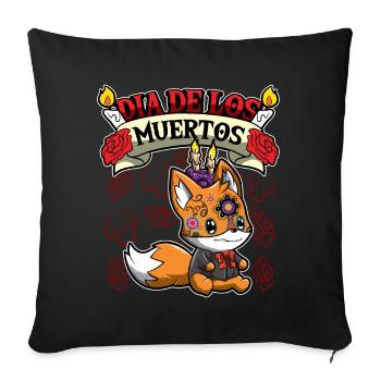 Dia De Los Muertos Animals Fox - Sofa pillowcase 17,3'' x 17,3'' (45 x 45 cm) - black - Front