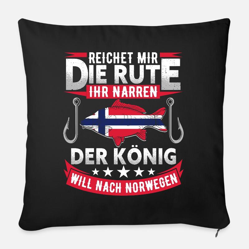 Angeln Norwegen - Sofakissenbezug 45 x 45 cm - Schwarz