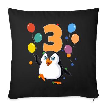 3rd Birthday Children's Birthday 3 Years Penguin - Sofa pillowcase 17,3'' x 17,3'' (45 x 45 cm) - black - Front