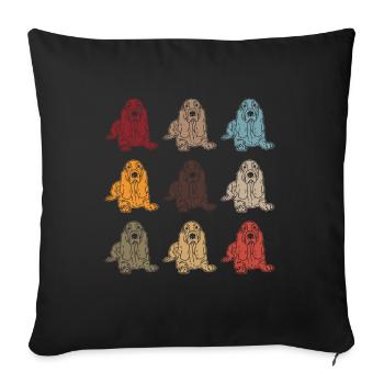 Basset Hound | Chien chien cadeau - Housse de coussin décorative 45 x 45 cm - noir - Devant