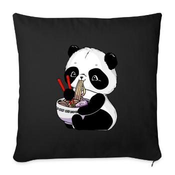 Panda Nouilles Ramen Japonaises Panda - Housse de coussin décorative 45 x 45 cm - noir - Devant