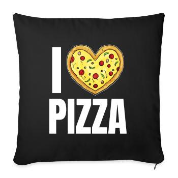 It's pizza time with delicious pizza - Sofa pillowcase 17,3'' x 17,3'' (45 x 45 cm) - black - Front