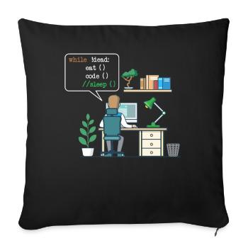 Eat Code Sleep | Funny Coder Programmer - Sofa pillowcase 17,3'' x 17,3'' (45 x 45 cm) - black - Front
