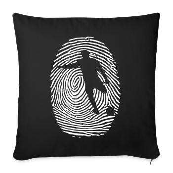Footballeur empreinte de football entraîneur - Housse de coussin décorative 45 x 45 cm - noir - Devant