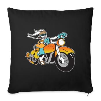 Motorradfahrer Hase Raucher Rauchendes Kaninchen - Sofakissenbezug 45 x 45 cm - Schwarz - Vorne