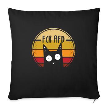 FCK AFD Katze Politik gegen Rechts Retro Katzen - Sofakissenbezug 45 x 45 cm - Schwarz - Vorne