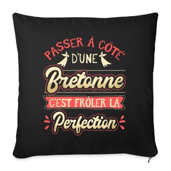 Bretonne Humour pour les femmes de Bretagne - Housse de coussin décorative 45 x 45 cm - noir - Devant