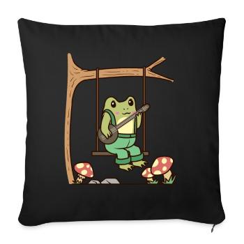 Cottagecore Aesthetic Frog with Banjo - Sofa pillowcase 17,3'' x 17,3'' (45 x 45 cm) - black - Front