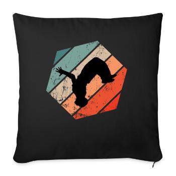 Vintage Parkour Freerunning Backflip Silhouette - Sofa pillowcase 17,3'' x 17,3'' (45 x 45 cm) - black - Front